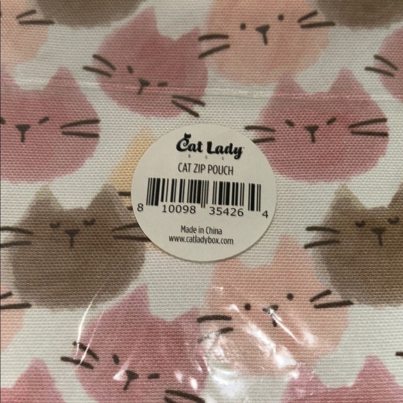 Cute Cat Print Pouch - Pink, Brown, Cream - Picture 2 of 4